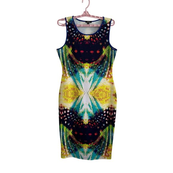 XOXO Dresses & Skirts - XOXO Womens Sleeveless Bodycon Dress Vibrant Abstract Print XL Artsy Vibrant